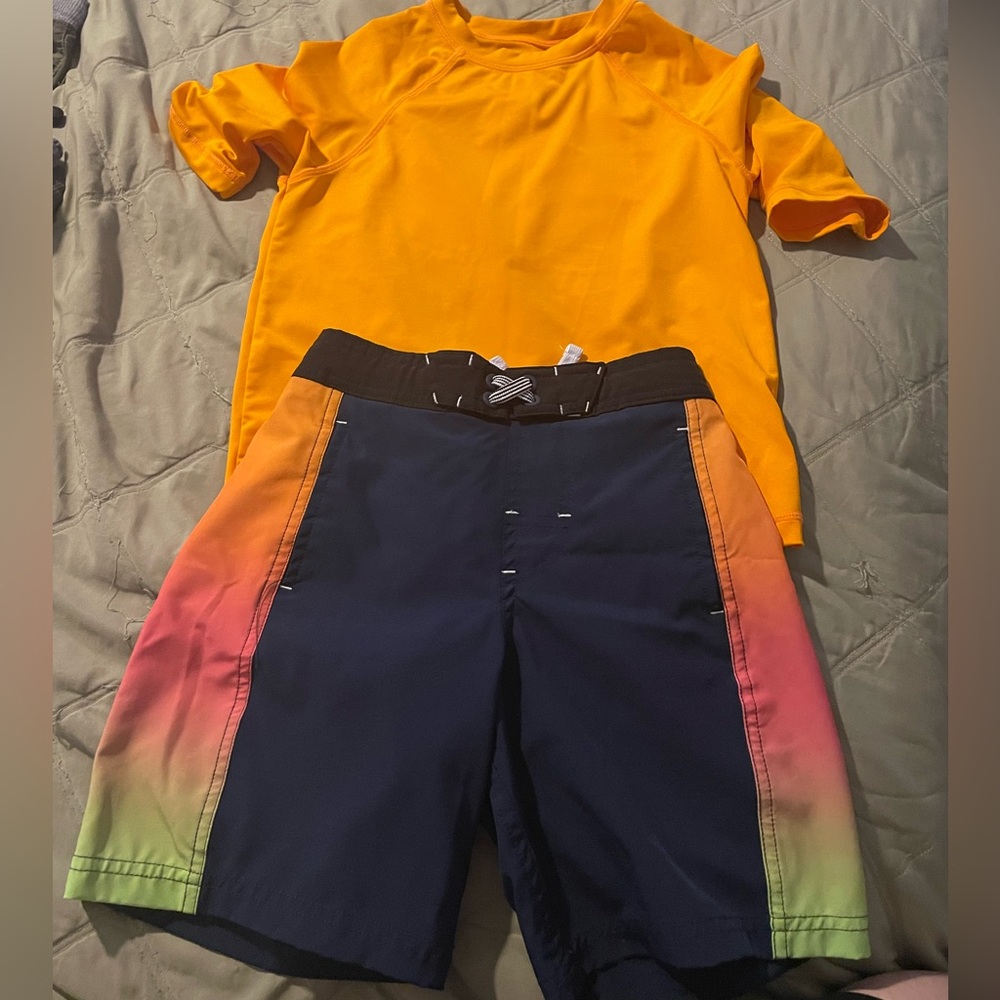 Wonder Nation Black and Orange Swim Shorts